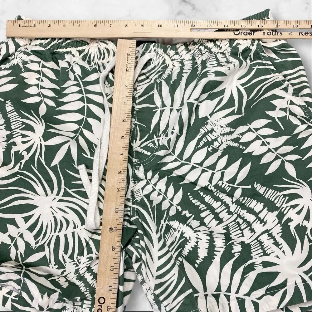 J Crew Mens Dock Beach Cotton Shorts Size X-Large‎ Green White